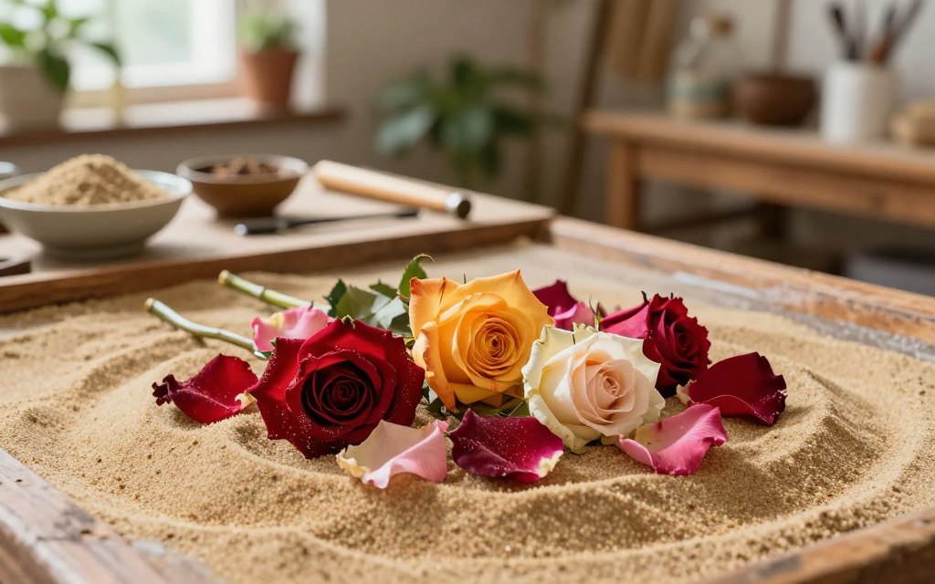 suszenie kwiatów piasek